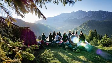 Morning yoga at Brentenjoch